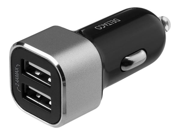 Deltaco USB-CAR126, Auto, Tupakansytytin, Musta, Hopea
