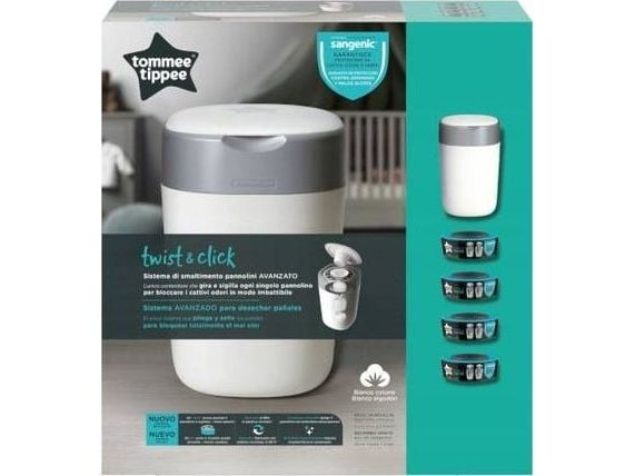 TOMMEE TIPPEE sangenic Twist and Click bleiebeholder med 4 kassetter 85102002