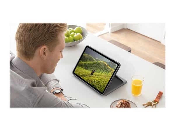 Logitech Folio Touch - Tangentbord och foliefodral - med pekdyna - bakgrundsbelyst - Apple Smart connector - QWERTY - brittisk - oxford-grå - för A...
