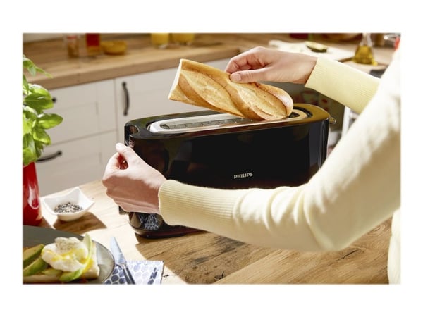 Philips HD2590/90 Grid Bread Daily Black, 1 spor ekstra lang knappoppvarmingsstativ (HD2590/90)