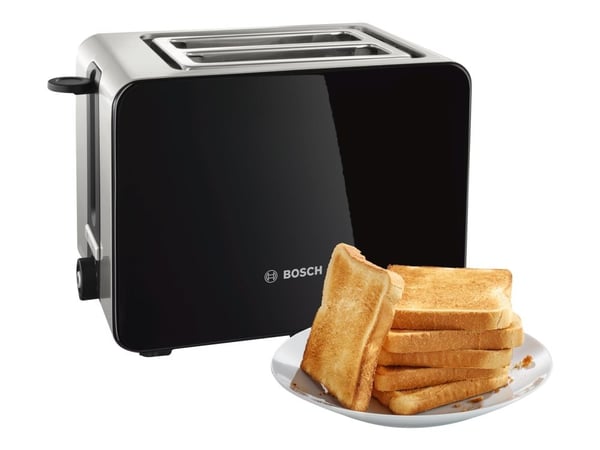 Bosch TAT7203 - Brødrister - 2 skive - 2 Spor - rustfritt stål / svart