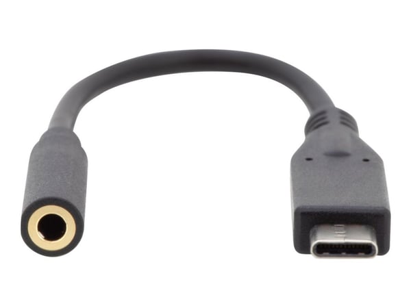 DIGITUS - USB-C til hodetelefons-jakkadapter - USB-C hann til mini-phone stereo 3.5 mm hunn - 20 cm - svart
