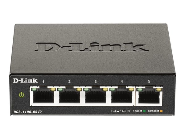D-Link DGS 1100-05V2 - Switch - smart - 5 x 10/100/1000 - stasjonær - AC 100/240 V