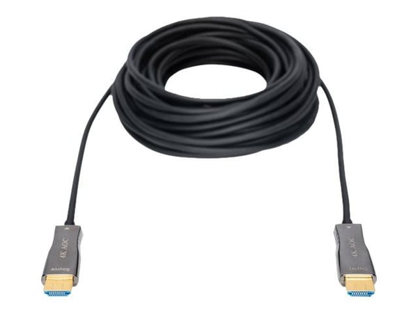 DIGITUS - Premium hög hastighet - HDMI-kabel med Ethernet - HDMI hane till HDMI hane - 30 m - dubbelt skärmad - svart - stöd för 4K, hybrid aktiv o...