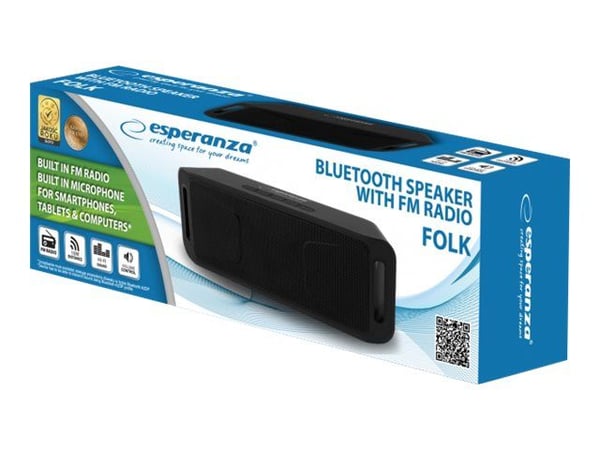Esperanza FOLK - Høyttaler - for bærbar bruk - trådløs - Bluetooth - 6 watt - svart