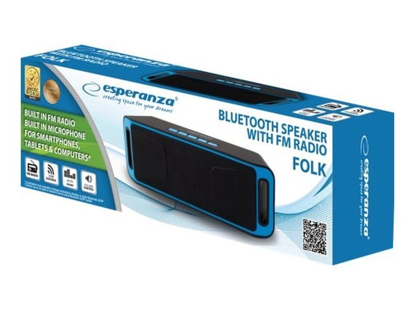 Esperanza FOLK - Høyttaler - for bærbar bruk - trådløs - Bluetooth - 6 watt - svart, blå