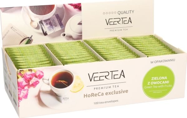 VEERTEA PREMIUM 100 porsjonspakker grønn te med frukt 1,5 g