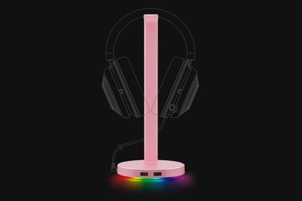 Razer Base Station V2 Chroma - Stativ for hodetelefoner, hodesett - kvartsrosa