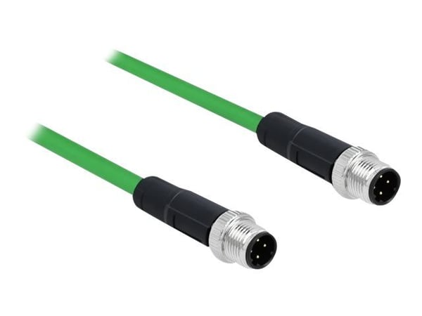 Delock - Nettverkskabel - 4-pins M12 (hann) til 4-pins M12 (hann) - 1 m - SF/FTP - halogenfri - grønn