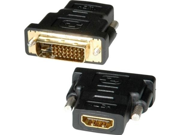ROLINE DVI-HDMI Adapter, DVI-D, HDMI, Sort