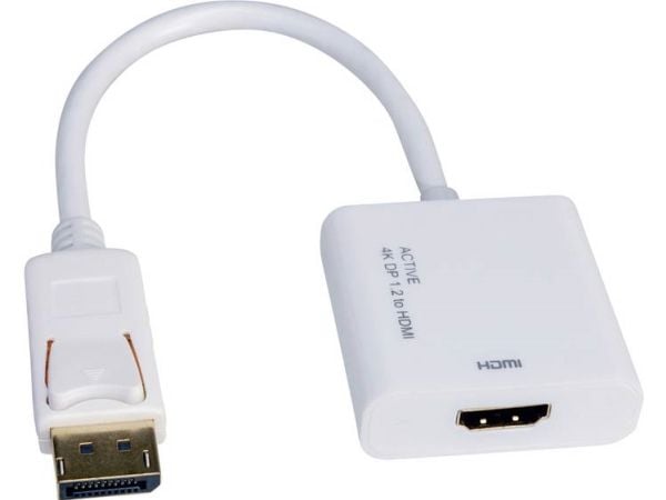 ROLINE Adapter DP-HDMI, 15 m, DisplayPort, HDMI, Hankjønn, Hunkjønn, Hvit