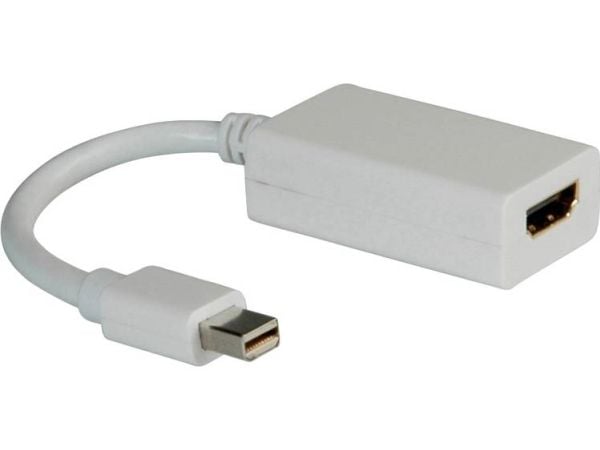 ROLINE Mini DisplayPort-HDMI Adapter, Mini DisplayPort, HDMI-tyyppi A (vakio), Uros, Naaras, Valkoinen, 0,1 mm