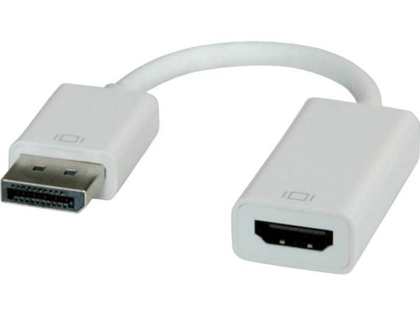 ROLINE DisplayPort-HDMI Adapter, 0,15 m, DisplayPort, HDMI-tyyppi A (vakio), Uros, Naaras, Valkoinen