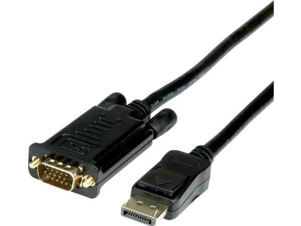 Value 11.99.5803, 3 m, DisplayPort, VGA (D-Sub), Hankjønn, Hankjønn, Rett