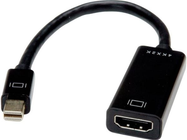 Value Cableadapter, v1.2, MiniDP M - HDMI F, 0,15 mm, 14 x 44 x 44 mm