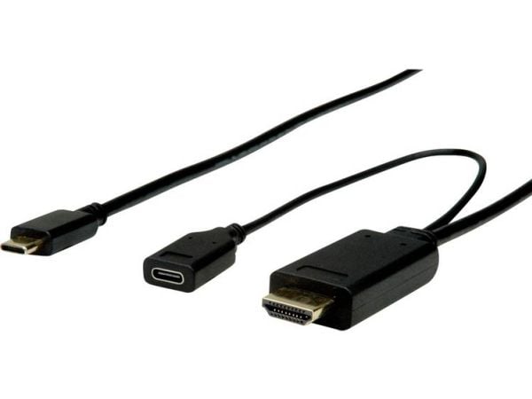 ROLINE 11.04.5951, 2 m, USB Type-C, HDMI + USB, Hankjønn, Hankjønn/hunkjønn, Rett