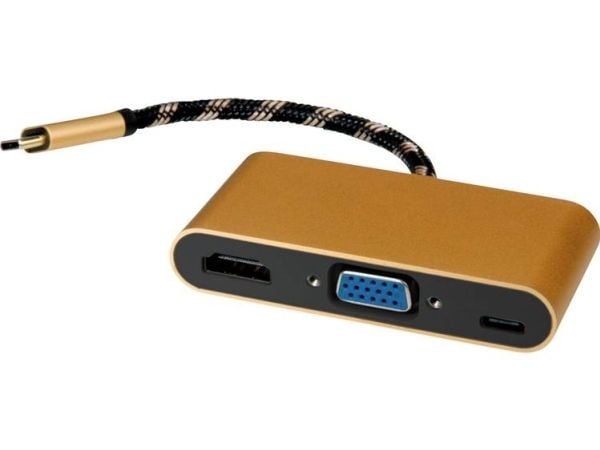 ROLINE 12.03.3155, USB 3.2 Gen 1 (3.1 Gen 1) Type-B, Musta, Kulta, Valkoinen, HDMI, USB 3.2 Gen 1 (3.1 Gen 1) Type-C, VGA, 0,1 m