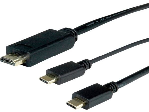 ROLINE 11.04.5953, 2 m, USB Type-C, HDMI + USB, Hankjønn, Hankjønn, Rett