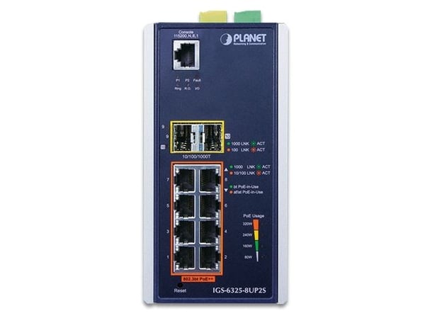 PLANET IGS-6325-8UP2S - Switch - L3 - 8 x 10/100/1000 + 2 x Gigabit SFP - DIN-skinnemonterbar - PoE++