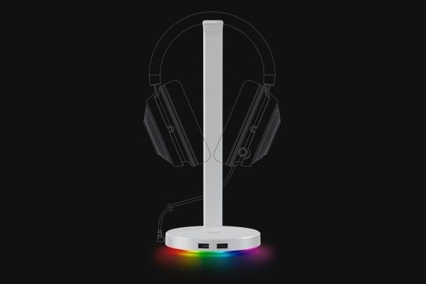 Razer Base Station V2 Chroma - Stativ for hodetelefoner, hodesett - merkurhvit