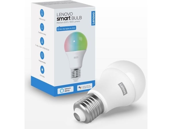 Lenovo Smart Bulb [E27 sokkel, 16.8 Mio farger, stemmestyring, 800 lm]