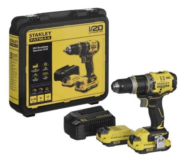 STANLEY HAMMERDRILL 18V V20 80Nm 2x2,0Ah SFMCD721D2K