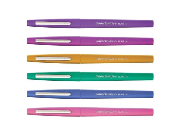 Papermate Flair, Medium, 6 farger, Flerfarget, Projektil spiss, 1 mm, Flerfarget