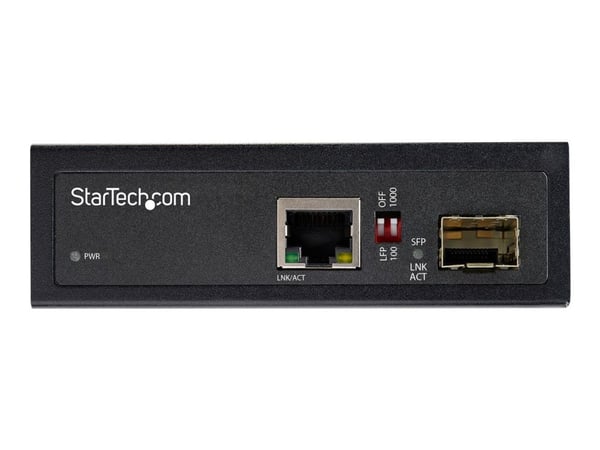 StarTech.com Industriell fiber till Ethernet-mediakonverterare, 1Gbps SFP till RJ45/ Cat6, Singlemode/Multimode optisk fiber till koppar Gigabit Et...
