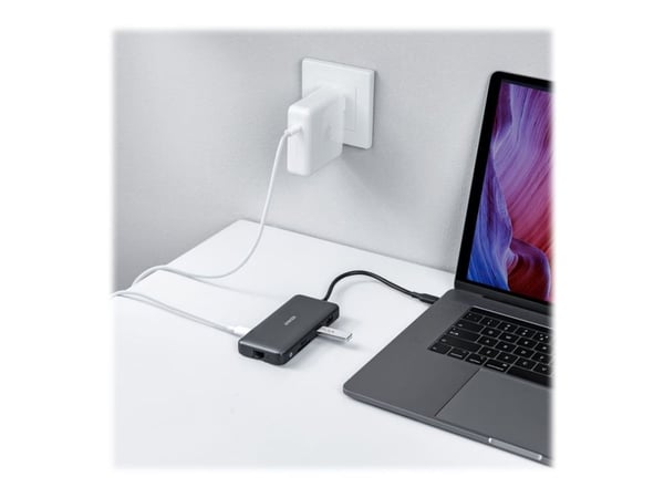 Anker PowerExpand 8-in-1 USB-C PD Media Hub - Dokkingstasjon - USB-C - 2 x HDMI - 1GbE