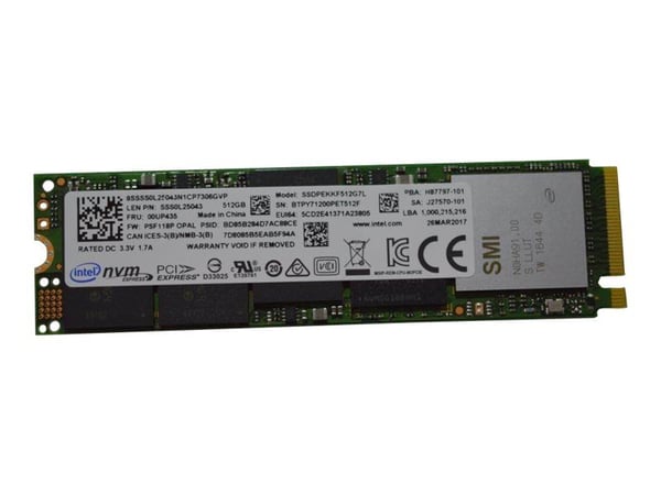 Intel SSDPEKKF512G7L - SSD - krypterat - 512 GB - inbyggd - M.2 2280 - PCIe 3.0 x4 (NVMe) - TCG Opal Encryption - FRU, CRU - Tier 2 - för ThinkPad ...