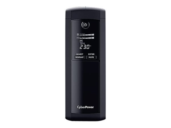 CyberPower Value Pro VP1600ELCD - UPS - AC 230 V - 960 watt - 1600 VA - enkeltfase - 9 Ah - RS-232, USB - utgangskontakter: 4 - svart