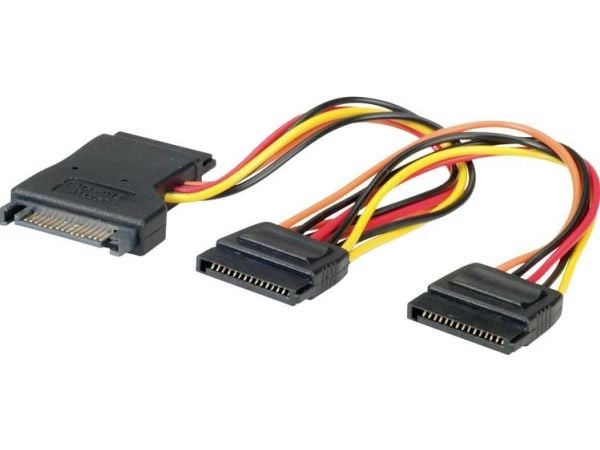 Internt Y-strømkabel SATA til 3x SATA, 0,3 m