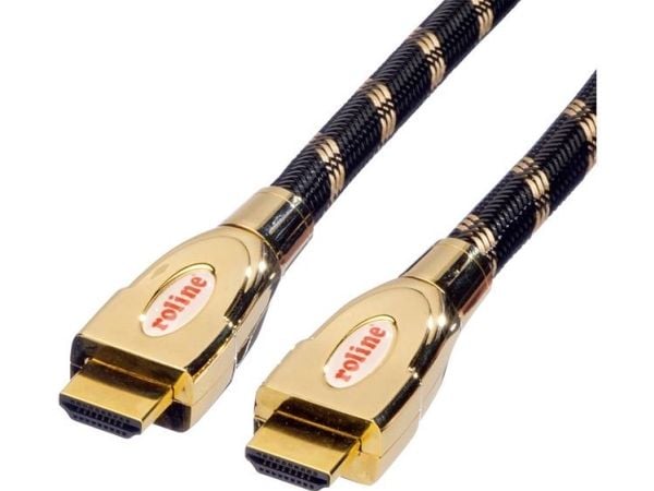 ROLINE 11.04.5690, 1 m, HDMI Type A (Standard), HDMI Type A (Standard), 3D, 18 Gbit/sek, musta, kultainen