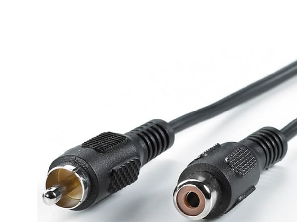 Value Cinch Cable, simplex M - F 10 m, RCA, Hankjønn, RCA, Hunkjønn, 10 m, Sort