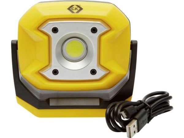 C.K Tools oppladbar arbeidslampe, COB-LED, 700 lm, 10 W, IP65/IK05 (T9735USB)