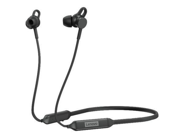 Lenovo - Ørepropper med mikrofon - i øret - nakkebånd - Bluetooth - trådløs - svart