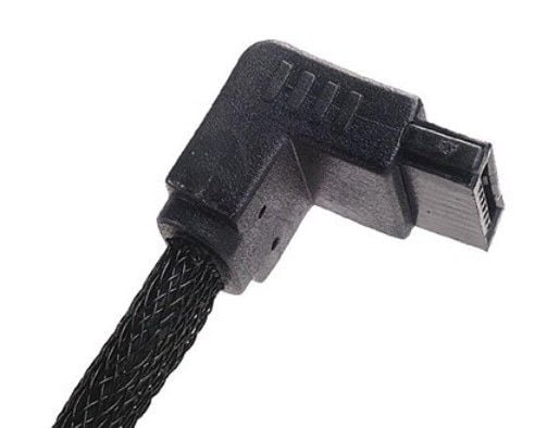 SilverStone CP08 - SATA-kabel - Serial ATA 150/300/600 - SATA (hunn) til SATA (hunn) - 50 cm - 90° kontakt - svart