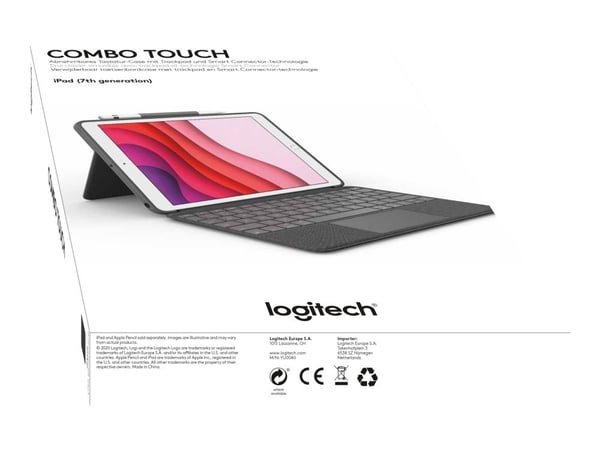Logitech Combo Touch - Tangentbord och foliefodral - med pekdyna - bakgrundsbelyst - Apple Smart connector - QWERTY - brittisk - grafit - för Apple...