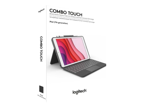 Logitech Combo Touch - Tangentbord och foliefodral - med pekdyna - bakgrundsbelyst - Apple Smart connector - QWERTY - brittisk - grafit - för Apple...