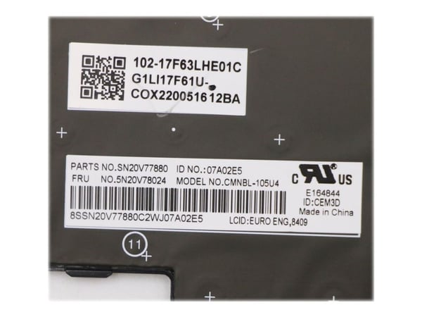Chicony - Ersättningstangentbord för bärbar dator - bakgrundsbelyst - Engelska - Europa - svart - för ThinkPad P15s Gen 1 20T4, 20T5