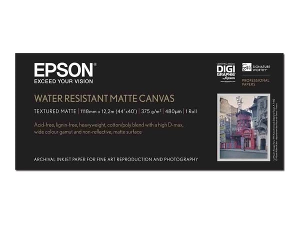 Epson - Matt - Rulle (111,8 cm x 12,2 m) 1 rulle (rullar) kanvaspapper - för Stylus Pro 11880, Pro 98XX; SureColor SC-P10000, P20000, P8000, P9000,...