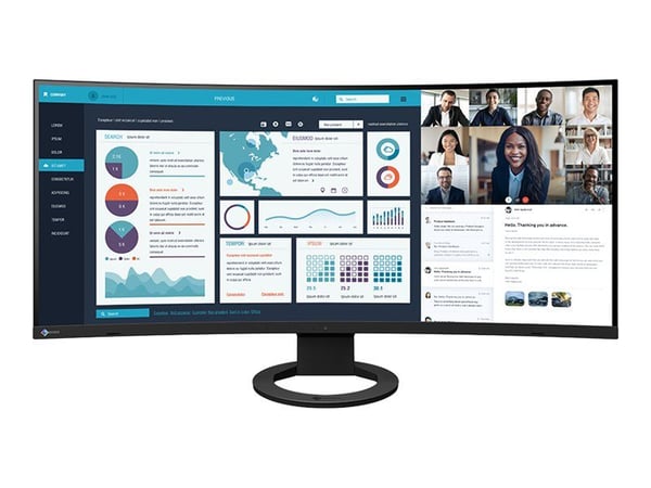 EIZO FlexScan EV3895-BK - Med FlexStand - LED-skärm - böjd - 37.5" - 3840 x 1600 UWQHD+ @ 61 Hz - IPS - 300 cd/m² - 1000:1 - 5 ms - 2xHDMI, Display...