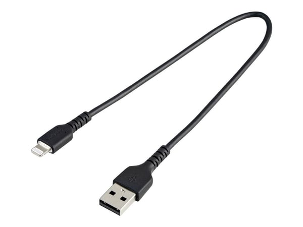 Startech 12 in(30cm) Durable Black USB-A to Lightning Cable, Heavy Duty Rugged Aramid Fiber USB Type A to Lightning Charger/Sync Power Cord, Apple ...
