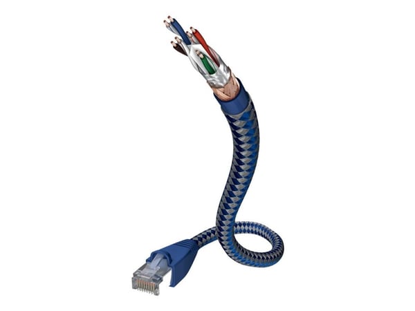 in-akustik Premium - Nettverkskabel - RJ-45 (hann) til RJ-45 (hann) - 1 m - SF/UTP - CAT 6 - med støvel, uten hindringer - blå, sølv