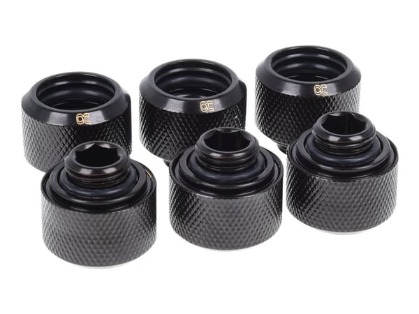 Alphacool Eiszapfen HardTube 16mm - Armatur for væskekjølesystemkompresjon - mørkesvart (en pakke 6)