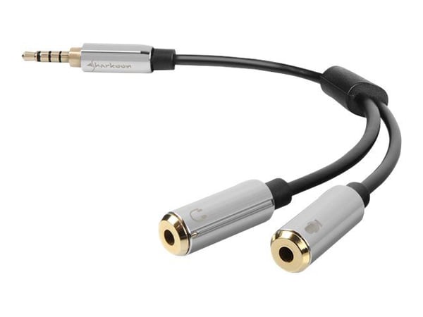 Sharkoon PMP35 - Lyd adapter - 4-pæl ministik han til mini-phone stereo 3.5 mm hun - 12 cm