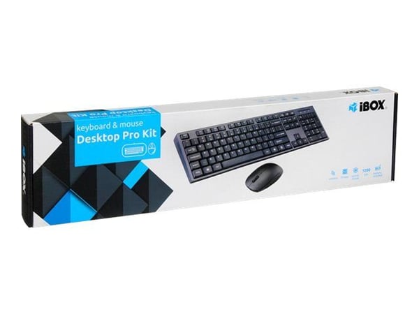 iBOX Desktop Kit Pro - Tastatur- og mussett - trådløs - QWERTY - svart