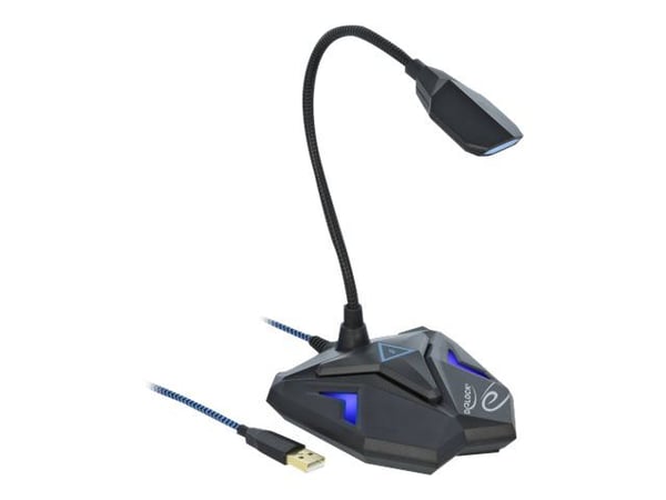 Delock Desktop USB Gaming Microphone with Gooseneck and Mute Button - Mikrofon - USB - svart, blå
