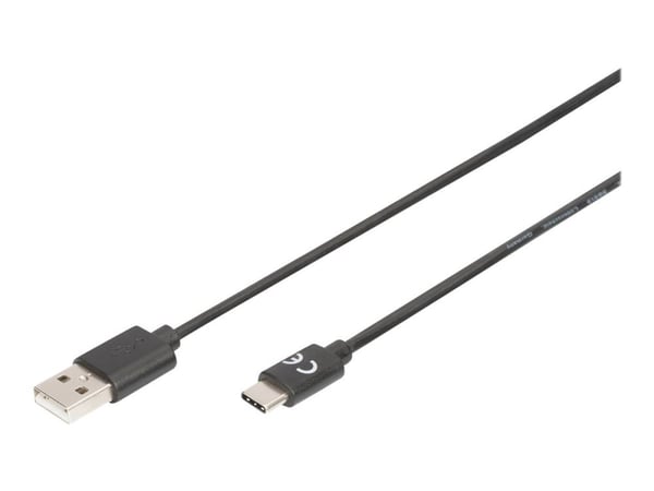 DIGITUS - USB-kabel - USB (hann) til USB-C (hann) - USB 2.0 - 3 A - 1 m - Power Delivery-støtte - svart