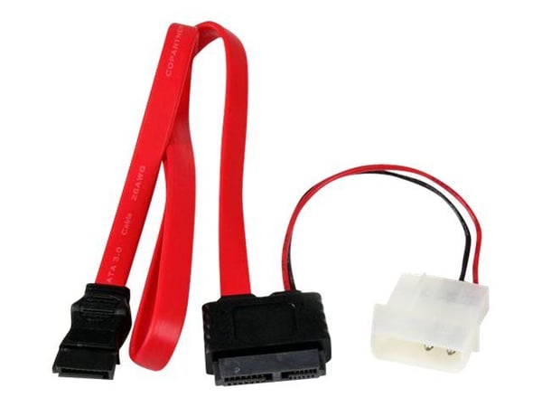StarTech 20in Slimline SATA to SATA with LP4 Power Cable Adapter - slim SATA Adapter - slimline Adapter - slim SATA to SATA (SLSATAF20) - SATA-kabe...